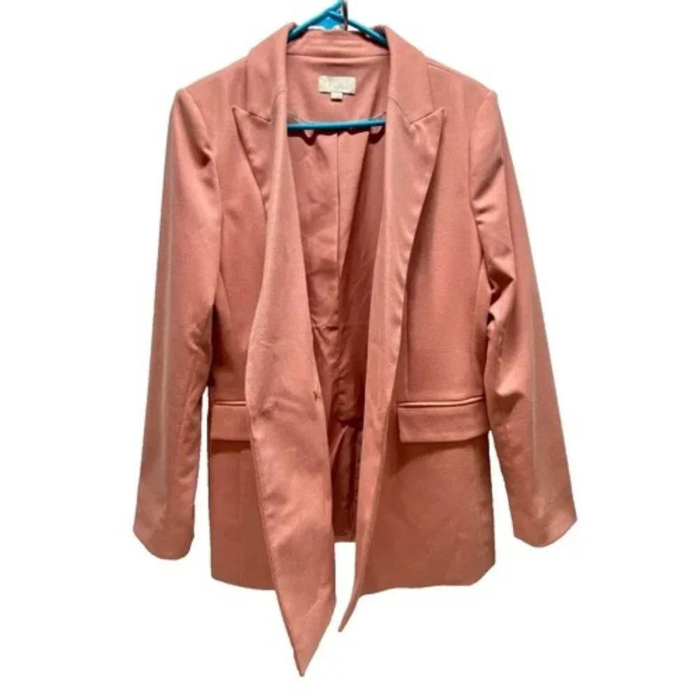 Loft Brushed Flannel Suit Women's 8 Blazer Jacket + Pant Set Pink Ruby Suits EUC